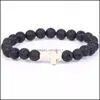 voiture dvr Brins Perlés À La Mode 8Mm Noir Pierre De Lave Turquoise Perle Croix Bracelet Diffuseur D'huile Perles Volcaniques Pour Femmes Hommes Bijoux Drop Del Dh6Fj