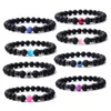 Minchas de pedra fosca preta de 8 mm Bracelete Azul Eye Agates Hematite Breads Bracelet para homens homens Buda Energy Yoga Jóias