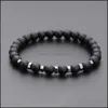 Beaded 8Mm Lava Stone Black Beads Strand Bracelet For Women Men Yoga Buddha Energy Jewelry Drop Delivery Bracelets Dh7Tz