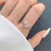 Cluster Rings WPB S925 Sterling Silver Women Flower Pink Diamond Ring Female Bright 8A Zircon Luxury Jewelry Girl's Holiday Gift