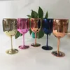 Wine Glasses 2Pcs Lot 16 Oz 4 Color Red Plastic Cup Electroplating Goblet Outdoor Camping Family Gathering Juice Champagne Glass 230228