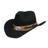 Beretten retro grote oxhead lederen band vrouwen mannen /kind kind wol brede rand western hoed cowgirl bowler cap (54-57-61 cm)