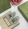 Europejskie i amerykańskie luksusowe kryształowe kolczyki stadnoneiczne wisior wisiewki damskie krineston earstud biżuteria ślubna desigenr marka 18K złota kolczyka z pudełkiem