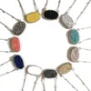 Hanger kettingen 10 stks hars drusy hexagon ketting druzy ovaal en oordingen gouden kleur keten modemerk sieraden vrouwen