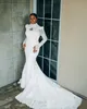 Элегантные свадебные платья русалки с длинными рукавами с блестками с блестящими шейками приспособления к пуговицам свадебных платье