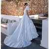 2023 A Line Wedding Dresses One Shoulder Made Flower Satin Dubai Arabiska brudklänningar 328 328