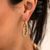 3 쌍/세트 펑크 기하학적 큰 작은 후프 여자 남성 금색 금속 체인 서클 Hie Earrings