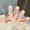 Valse nagels 24 -stcs vlinder druk op kunstmatige met lijmgrenzen charmes stick acryl full cover tipsfalse