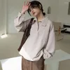 Dames blouses vriendje stijl chique knop stand kraag zwarte vrouwen blouse veer lange mouw losse tops Koreaans streetwear casual shirt