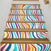 Wall Stickers Splicing Colorful Wave Wood Grain Stairs Cover Home Decoration Classic Removable Floor Stair Sticker Paintings Stairway