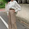 Women's Blouses & Shirts Japan Style Ol Elegant O-neck Pullover Folds Design Loose Lantern Sleeve Blouse Women 2023 Spring Solid All-match B