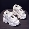 Сандалии Hookloop Платформа Summer Fashion White Casual Chunky Shoes для женщин черные комфот высокий каблук Ladiessandals