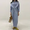 Robes décontractées SuperAen coréen Chic printemps automne revers contraste rayures plissé conception lâche à manches longues chemise robe