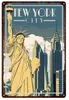 Rétro Mexique art peinture Paris vintage New York City Métal Tin Sign Tourisme Paysage Coloré Fer Affiche Anti-Fading personnalisé Décoration Taille 30X20cm w02