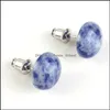 car dvr Stud Fashion 10Mm 12Mm Round Natural Stone Rose Quartz Opal Amethyst Studs Earrings For Women Jewelry Drop Delivery Dhwmn