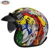 Motorcykelhjälmar Dot Godkänd retrohjälm Casco 3/4 Open Face Cafe Racer Chopper Capacete