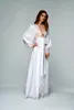 Bridesmaid Dress Real Image White Bridal Nightgown Night Lace Belt Long Sleeves Sleepwear Nightdress Women Nightwear Boudoir