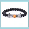 Rock de lava de miçangas Dragão duplo Play Pearl Single Energy Stone Bracelet Men and Women Cura Aura Drop Delivery Jóias Bracelets DHKVP