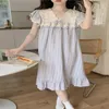 Lässige Kleider 2023 Koreanische süße Spitze Prinzessin Stickerei Baumwolle lockeres und bequemes Kleid
