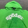 Herrhuvtröjor Sweatshirts Green SP5der Young Thug 555555 Hoodie Men Kvinnor Högkvalitativa Angel Spider Web Graphic Foam Print 555555 Pullover 230228