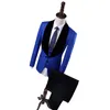 Męskie garnitury (kurtki czarne spodnie) 2023 Mężczyźni Slim Fit Królewskie Blue Groom Tuxedo Fashion Bridegroom Business Wedding Blazer Blazer