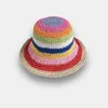 Breda brimhattar RH Ladies Fashion Rainbow Bucket Straw Hat Travel Sunscreen Sunshade Beach Fisherman Straw Stripe Floppy Basin Hat G230227