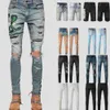 2023 Mens Jeans Patchwork Stars Mönster Desig Pants Long Hippop Sticker Embroidery Slim Denim Straight