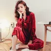 Vêtements de nuit pour femmes 2pcsLot automne hiver pyjamas ensembles Satin velours Sexy chaud Homewear Pijama pyjamas costume pour 230228