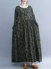 Casual klänningar långärmad vintage Oneck Floral Print Dresses For Women Spring Autumn Cotton Vestidos Casual Loose Dress Elegant Clothing 230227