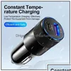 Car Charger Usb Quick 15W 3 1A Type C Pd Fast Charging Phone Adapter For 13 12 11 Pro Max Huawei Honor Drop D Dhufd