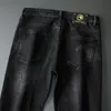 Jeans masculinos de calça de marca européia de algodão calças elásticas retas de negócios clássico de outono de jeans de jeans de jeans de inverno
