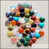 Stone Reiki 10mm Heart Quartz Loose Cab Cabochons Seven Chakras pärlor för smycken som gör läkande kristall grossist droppleverans dhkyr