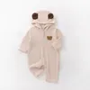 حللا Milancel Spring Baby Cloths Waffle Girls Rompers ولدت ملابس الأطفال الدب Hoodie Jumpsuit 230228