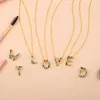 Chains Sterling Silver Zircon Colorful Gold Letter Pendant Initial F Alphabet Necklace Opals Women Accessories JewelryChains ChainsChains