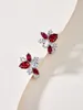 Pendentif Colliers S925 Sterling Argent Ruby Bijoux Ensembles Pour Femmes Cristal Zircon Feuilles Collier De Mariage Rouge Gem Pierre Boucle D'oreille Goutte D'eau