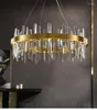 Lustres de lustres de ouro redondos modernos no quarto da sala de estar para casa decoração de decoração de cristal luminária de lâmpada de lâmpada de cristal lumin