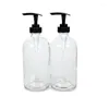 Storage Bottles 500ml High Capacity Glass Shampoo Shower Gel Refillable Bottle Black Pump Blue Clear Empty Protable Cosmetic Lotion Vials
