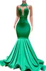2023 Sparkle Green Sequins Crystal Denizkızı Prom Elbiseler Seksi sırtsız gece önlükleri Halter Neck Kadınlar Resmi Parti Elbise Özel MA209D