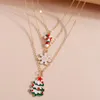 Pendentif Colliers Mode Flocon De Neige Arbre Collier Père Noël Renne Bonhomme De Neige Cloches Clavicule Chaîne Dessin Animé Joyeux Noël Bijoux GiftPend