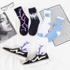 Chaussettes pour hommes Noir Violet Foudre Hommes et Femmes Chaussettes Coton Harajuku Personnalité Blanc Flash Hip Hop Mode Skateboard Filles Chaussettes Z0227