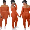 Women's large size fashion solid color suit leisure sports suit one shoulder long sleeve sexy women's