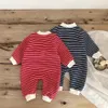 Jumpsuits Infant Cotton Romper Baby Boy Cartoon Stripe Jumpsuit born Long Sleeve Cute Bear Romper Toddler Girl Clothes for 0-3Y 230228