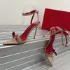 Sandali di moda tacchi a spillo da donna scarpe vestito di alta qualità brevetto di alta qualità da 11 cm caviglia alla caviglia fibbia in metallo designer di lusso scarpe da sposa estate
