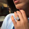 Kvinnors diamantring mode vatten droppa stora diamantring smycken bröllopsförlovningsring för kvinnor