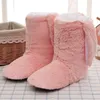 Slippers Winter Slippers Women Indoor Slippers Sock With Fur Warm Plush Bedroom Shoes Solid Warm Home Slippers Cute Ear Indoor Shoes Z0215