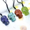 Chains Skull Shaped Resin Geometric Natural Crystal Stone Energy Pendant Necklaces Pendulum Halloween Jewelry For Men And Women