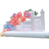 Casa inflável branca para casamento com escorregador e poço de bolas jumper de pvc moonwalks castelo inflável nupcial para crianças