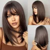 Synthetische Perücken Easihair Brown Ombre Straight Bob Perücken Damen Synthetik mit Pony Naturhaar Hochtemperatur Niedlich Cosplay 230227