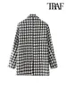 Kvinnors kostymer blazers traf kvinnor mode houndstooth tweed blazer kappa vintage långärmad klafffickor kvinnliga ytterkläder chic veste femme 230228