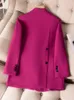 Kvinnors kostymer blazrar Ankomst Autumn Winter Women Ladies Blazer Pink Black Coffee Female Long Sleeve Solid Casual Jacket Coat 230228